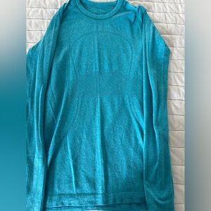 Turquoise Size 6 Lululemon Swiftly Long Sleeve Shirt